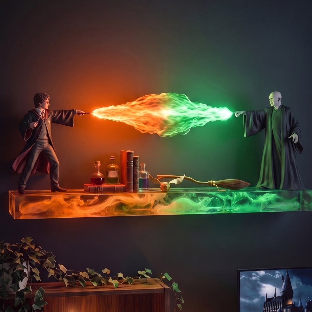 Wizard wall shelf in a fantasy-inspired room